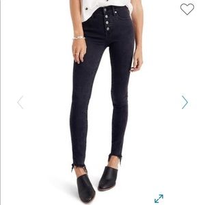 Madewell 9-inch Button Ankle Black Skinny Jeans